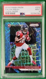 Panini Prizm 2018 Calvin Ridley Rookie RC Blue Laser Falcons Titans PSA 9 como nuevo - Imagen 1 de 2