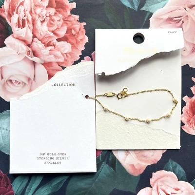 MADEWELL новый с Ярлыками пресноводный 14K золото жемчуг станции браслет NP975 - Изображение 1 из 3
