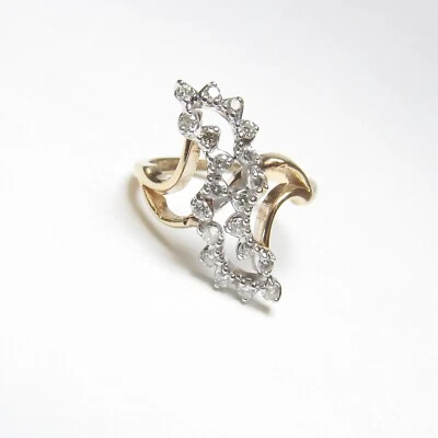 MCI Estate 14K Yellow, White Gold 20 Brilliant Cut Diamond Cluster Ring 0.50 Cts - Image 1 of 4