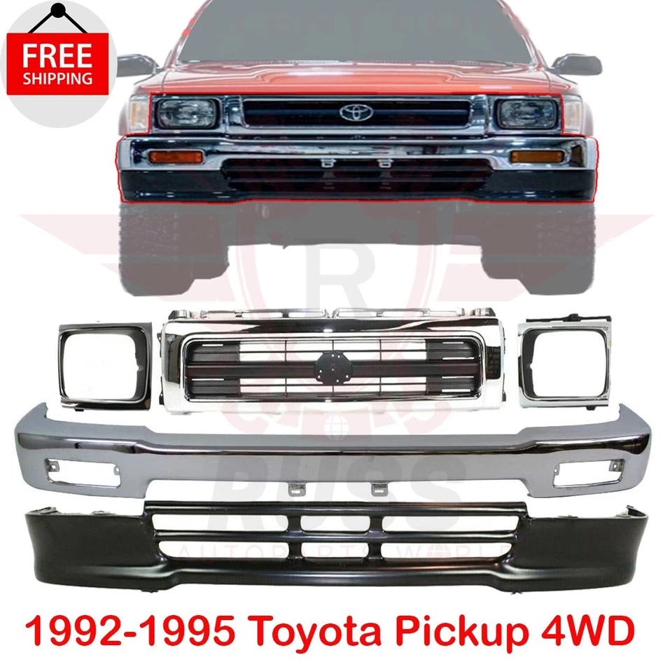 New Front Bumper Valance Grille Headlight Door 5PCS Fits 1992-1995 Toyota Pickup Foto 1 de 4