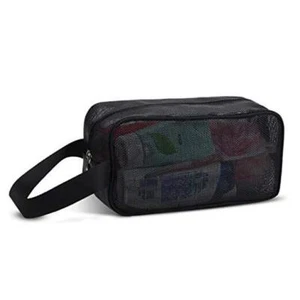 Mesh Shower Caddy Portable Toiletry Bag Shower Tote College Dorm Room Black - Picture 1 of 8