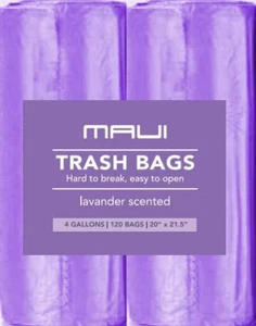 Small Trash Bags (120 Count), 4 Gallons Lavender Scented Strong Trash Bags. for - Picture 1 of 5
