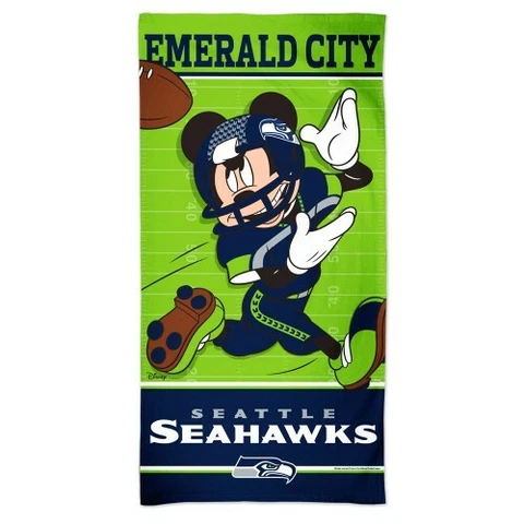 SEATTLE SEAHAWKS MICKEY MOUSE SPECTRA BEACH TOWEL 30"X60" COTTON PLUSH Cover