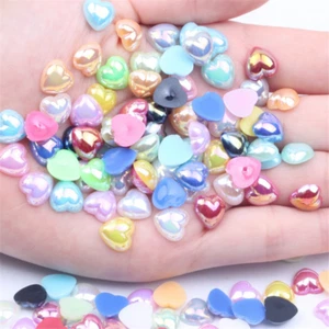 100 pz toppa perla cuore in resina 8/10/12 mm cabachon fai da te creazione di gioielli nail art - Foto 1 di 20