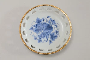 Vintage Tajima Saucer Blue Grapes w/Gold Trim Reticulated Lace Gallery Japan - Picture 1 of 2