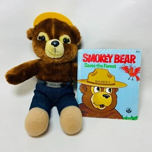 Vintage Smokey the Bear Forest Fire Mascot Lot 1985 Dakin 12" Plush Whitman Book - Picture 1 of 11