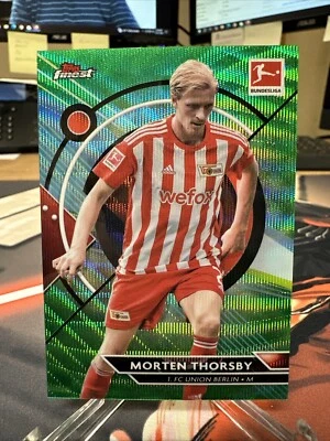 2022-23 Topps Finest Bundesliga Morten Thorsby Green Wave Refractor 81/99 - Image 1 of 2
