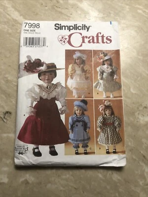 Simplicity 7998 18» кукла платье шляпа викторианской Gibson девочка шитье узор предварительно вырезать - Изображение 1 из 4