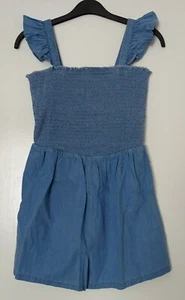 Girl's Lipsy Blue Shirred Bodice Chambray Playsuit 11 - 16yrs RRP £30 - Picture 1 of 9