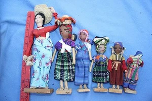 Konvolut 6 Guatemala Volkskunst Puppen Mittelamerika 5-10 Zoll - Bild 1 von 4