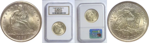 1866-S Seated Liberty Half Dollar NGC MS-65 Motto Cover