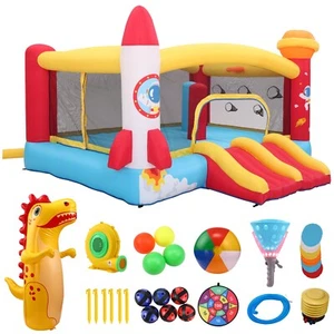 Aufblasbares Hüpfhaus mit Dartscheibe & Ballwurfspiel, großer Spaß für Hinterhof ~ - Bild 1 von 10