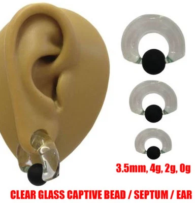 1 ANILLO DE CUENTAS CAUTIVAS DE VIDRIO TRANSPARENTE TABIQUE NARIZ TAPÓN PARA LOS OÍDOS PENDIENTE  Foto 1 de 2