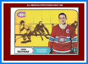 1968-69 O-PEE-CHEE PROOF JEAN BEALLEVEL ESPALDA EN BLANCO MONTREAL CANADIENSES MUY RARO - Imagen 1 de 2
