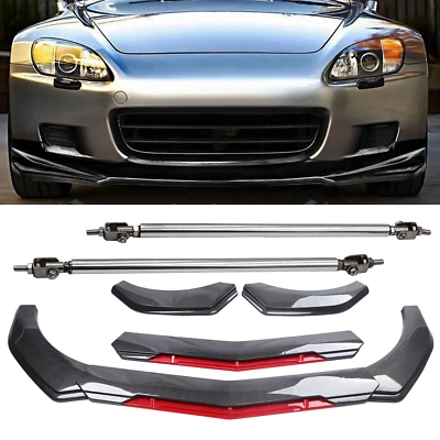 For Honda S2000 Front Bumper Lip Spoiler Splitter Strut Rod Carbon Fiber L - Изображение 1 из 4
