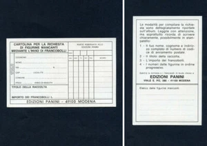 Rara CARTOLINA Panini RICHIESTA Figurine Mancanti mediante francobolli ORIGINALE - Foto 1 di 1