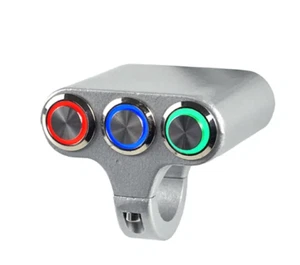 7/8" 12V 22mm 10A Motorcycle On/Off Switches Silver Tri-Color - Picture 1 of 5