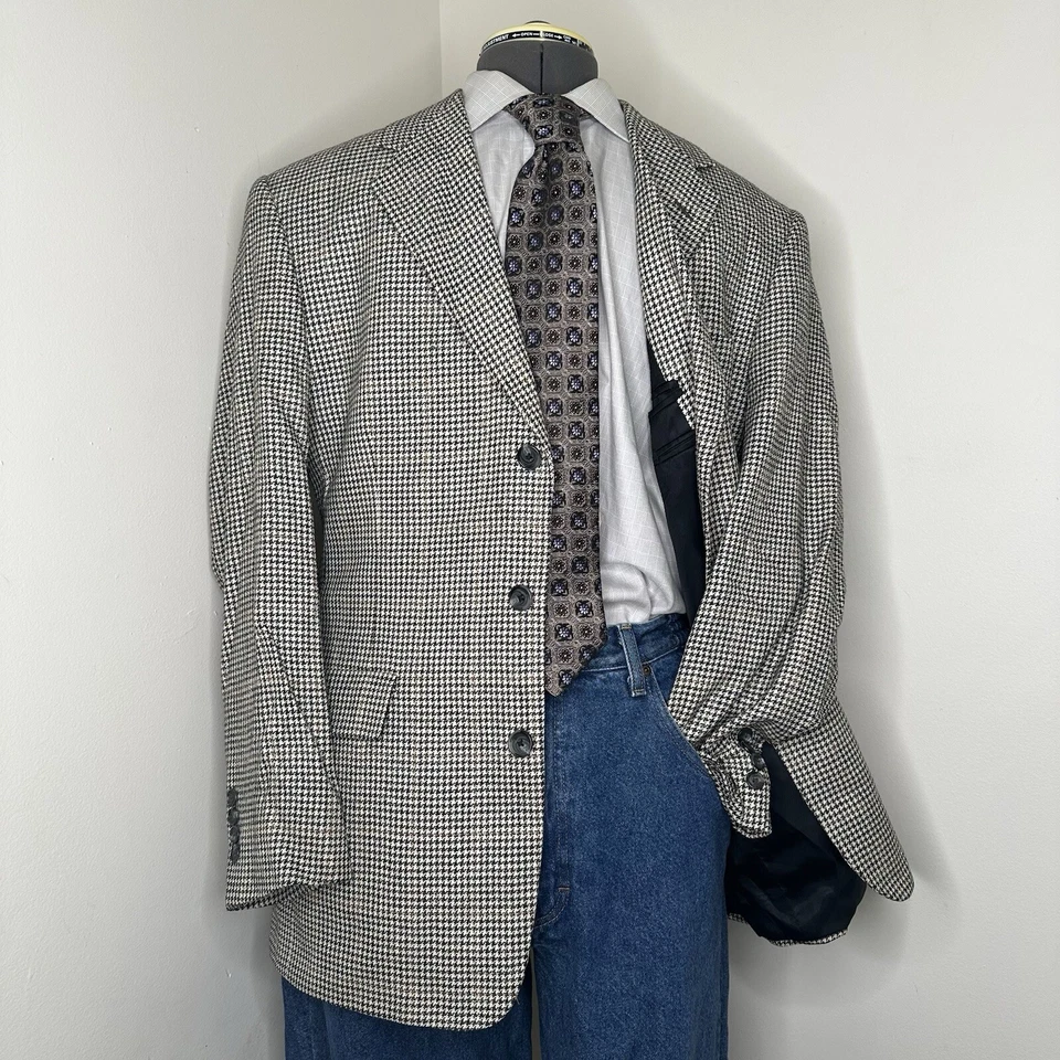 De Colección Yorke Para Hombres 40R 44" Blazer Abrigo Deportivo Traje Chaqueta Beige Lana Seda Lino 3 Btn Foto 1 de 4