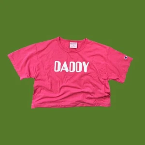 3D puff DADDY custom print Men Red garment-dye cotton Crop Top T-shirt - Picture 1 of 6