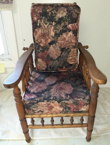 27 1/2 inch Tall Child's Stick and Ball 3 position Morris Chair Replaced Cusions Cover