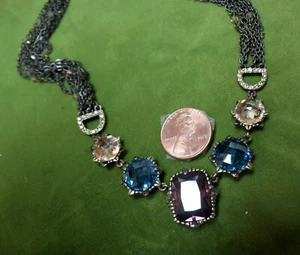 Vtg Sorrelli Multcolor/Faceted LRG Austrian Crystal Choker Necklace-Adjustable - Picture 1 of 10