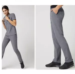JAANUU Scrub Straight Pants Gray Elastic Band Waist Size Small - Picture 1 of 8