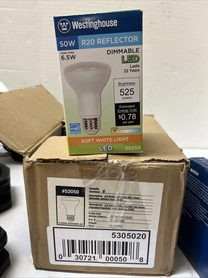 R20 Flood 6-1/2-Watt Soft White Dimmable LED  Lamp WESTINGHOUSE-53050. Box Of 6 - Image 1 of 2