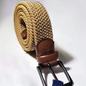 NWT ORIGINAL PENGUIN Stretch Belt Genuine Leather Woven Tan Size S, L - Picture 1 of 12