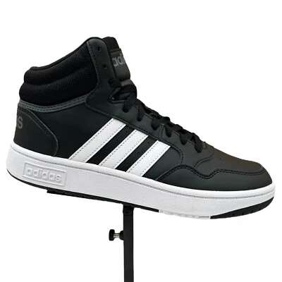 Adidas Hoops 3.0 Mid Top Youth Boys/Girls Basketball Sneaker Size 5 Black/White - Image 1 of 4