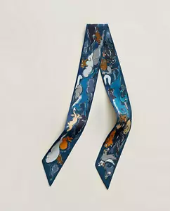 NUEVO Hermes Mille et Un Lapins Twilly - Conejo Azul Marino / Cobalto / Miel - Imagen 1 de 5