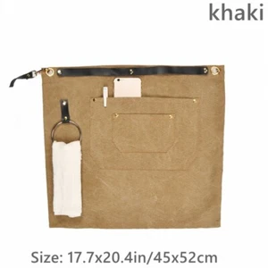 Delantal de bolsillo de lona de chef barista medio corto de cuero para restaurante cinturón delantal - Imagen 1 de 10