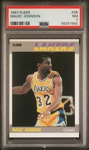 1987-88 MAGIC JOHNSON PSA 7 Fleer #56 carta quasi nuova certificato 99257992 LA Lakers - Foto 1 di 2