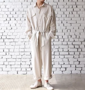 Mens Long sleeve Cargo Pants Jumpsuit Overalls Trousers Plain Leisure Outdoor L - Picture 1 of 20