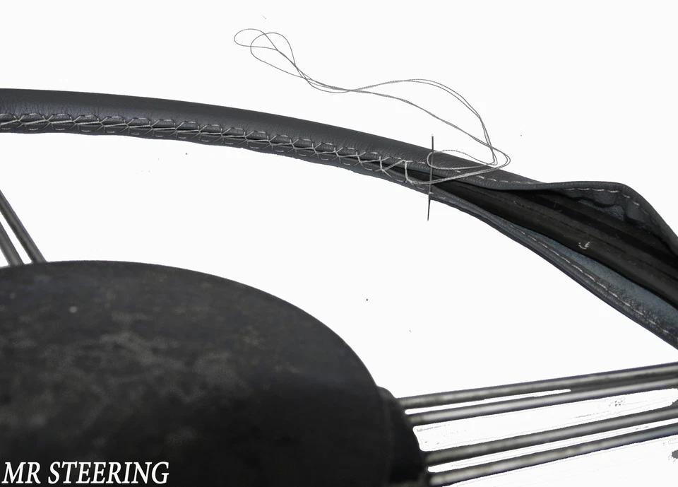 Passt Für 1952-1954 Austin Somerset Echtes Dunkelgraues Leder Lenkradbezug Neu - Bild 1 von 1