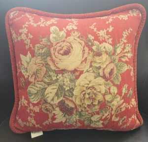 Vtg Waverly Norfolk Garden Room Throw Pillow Cover Roses Cottagecore Shabby Chic - Picture 1 of 8