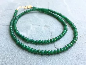 Bella Collana Pietra Preziosa Rondelle Verde Smeraldo Naturale Smeraldo Giada Sfaccettata 18 - Foto 1 di 8