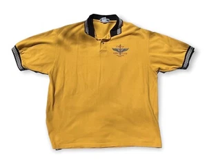 Military Air Force T Shirt Offutt Aero Club XL Yellow Taxi Checkered Polo Rare - Picture 1 of 6