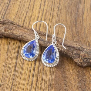 Gift For Women Jewelry Earrings 925 Sterling Silver Natural Tanzanite Gemstone - Picture 1 of 6