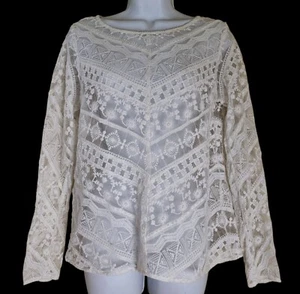 Pullover Sundance All-Over de encaje talla S crema blanco roto manga larga - Imagen 1 de 4
