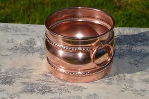 Vintage French Small Copper Pot Two Ring Handle Copper Handle Utensil Cutlery Ho - Picture 1 of 5