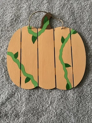 Hand Painted One Of A Kind Set Of Three Fall Pumpkin Door Hangers - Image 1 of 3