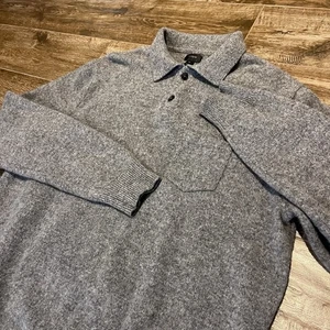 Suéter de Lana de Cordero J Crew para Hombres XL Gris 2 Botones Cuello Manga Larga - Imagen 1 de 10