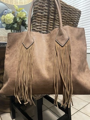 Boho коричневый искусственной кожи бахрома громоздкий Hobo наплечная сумка с короткими ручками хиппи Western - Изображение 1 из 4