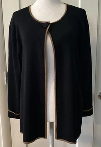 XL Grace Dane Lewis schwarz & hellbraun Trim Strick Cardigan Ein Knopf Business feminin - Bild 1 von 14