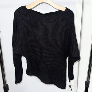 Express Black Knit Asymmetrical Long Sleeve Sweater Size XS/S NWT! - Picture 1 of 6