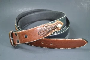 NOCONA Leder Western Gürtel Herren 48, schwarz & braun, ohne Schnalle, schöner gebrauchter Zustand - Bild 1 von 6