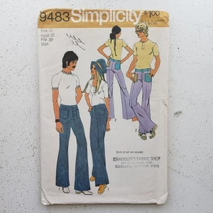 1970s Vintage Simplicity 9483 Mens 32" Waist Trousers Pants Sewing Pattern - Picture 1 of 3
