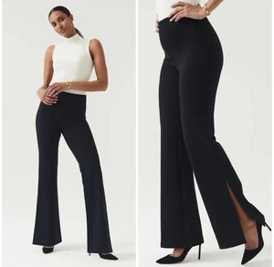 Spanx The Perfect Double Slit Flare Knit Ponte Pants Size M Petite Black Stretch - Bild 1 von 10