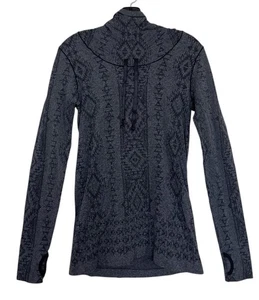 Athletic Essentials AE Shirt Womens Size Medium Hooded Gray Black Thumbholes - Picture 1 of 5