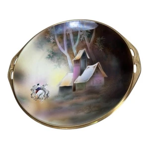 Early 20th Century Porcelain Plate Hand Painted " Cows Herding By The Mill"... - Picture 1 of 5